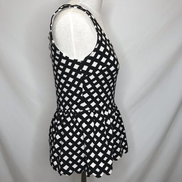 Anthropologie Postmark Black White Scalloped Peplum Tank Top Women’s XS - Picture 3 of 8